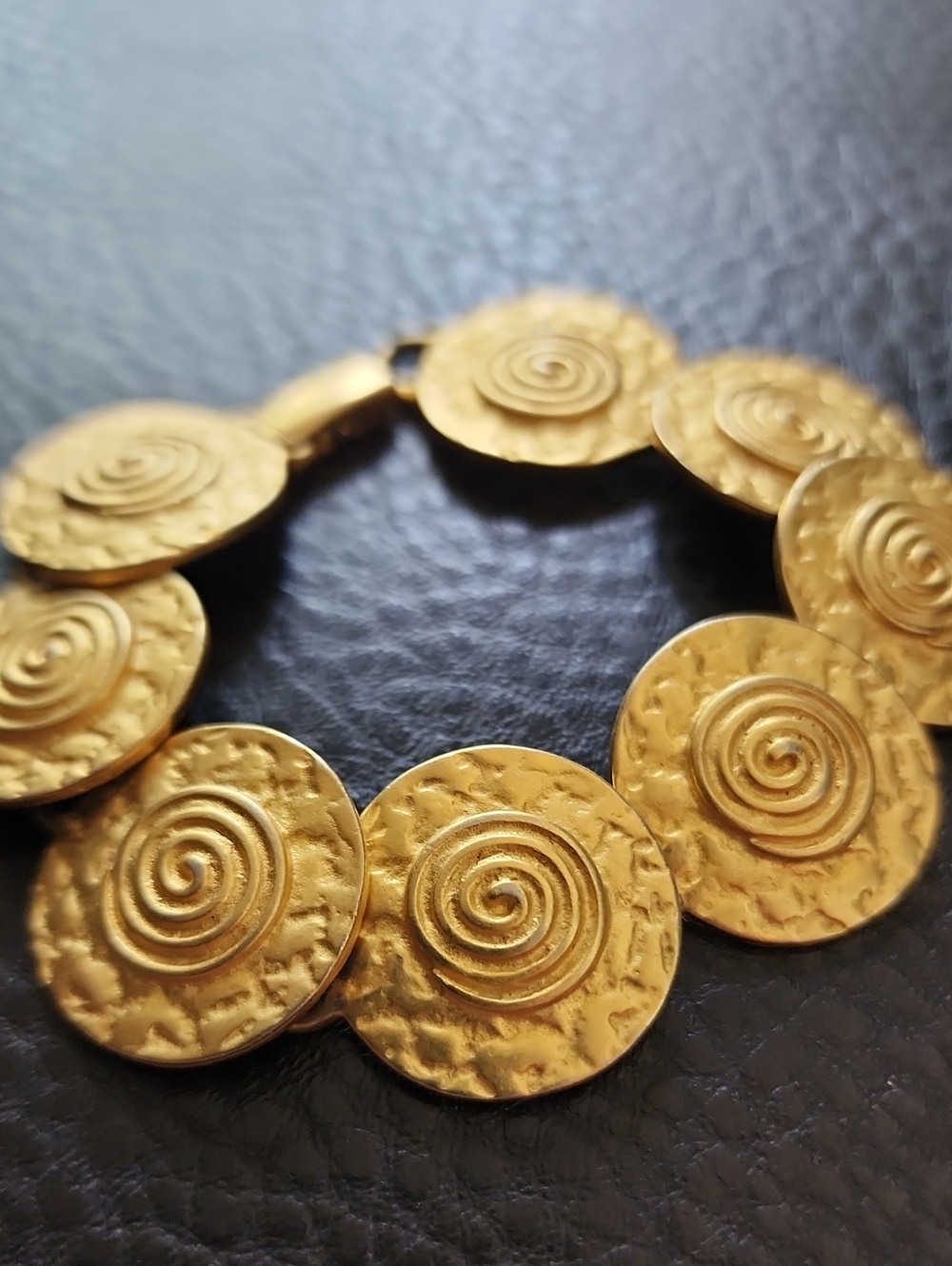 Gold Tone Spiral Disc Bracelet - Women Jewelry